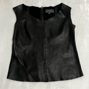 PJK Patterson J. Kincaid Rosemont Vena Lamb Leather Zip Back Top‎ XS Black